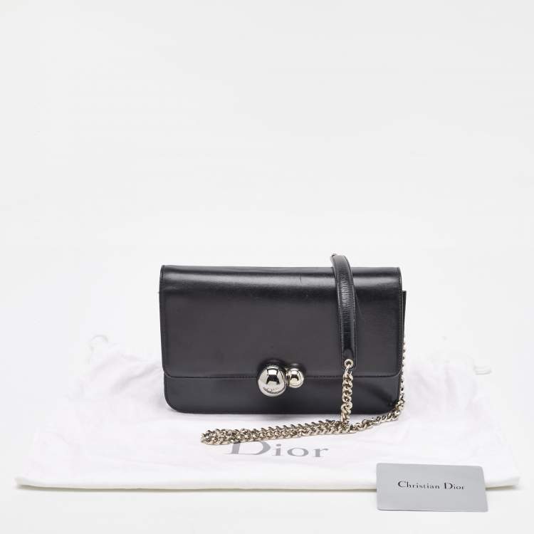 Pre Owned Dior Black Leather Tribale Promenade Flap Shoulder Bag