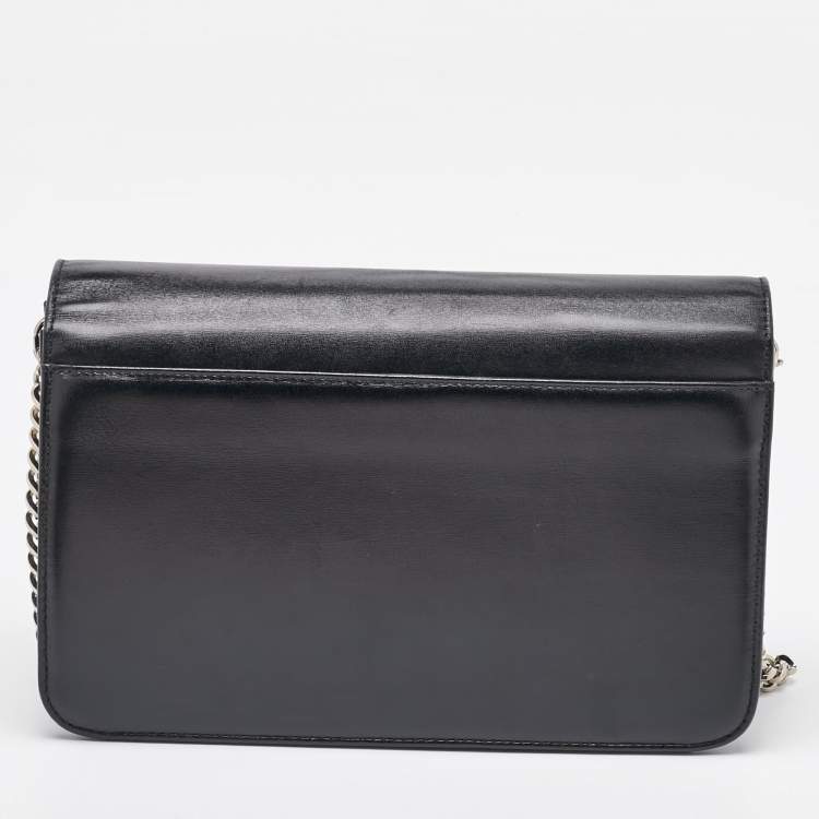 Pre Owned Dior Black Leather Tribale Promenade Flap Shoulder Bag