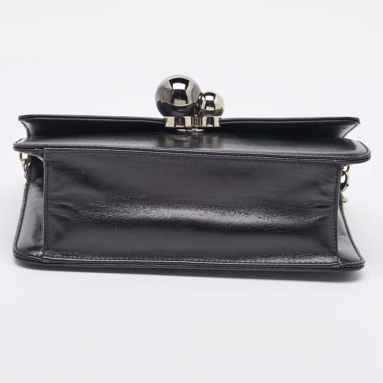 Pre Owned Dior Black Leather Tribale Promenade Flap Shoulder Bag