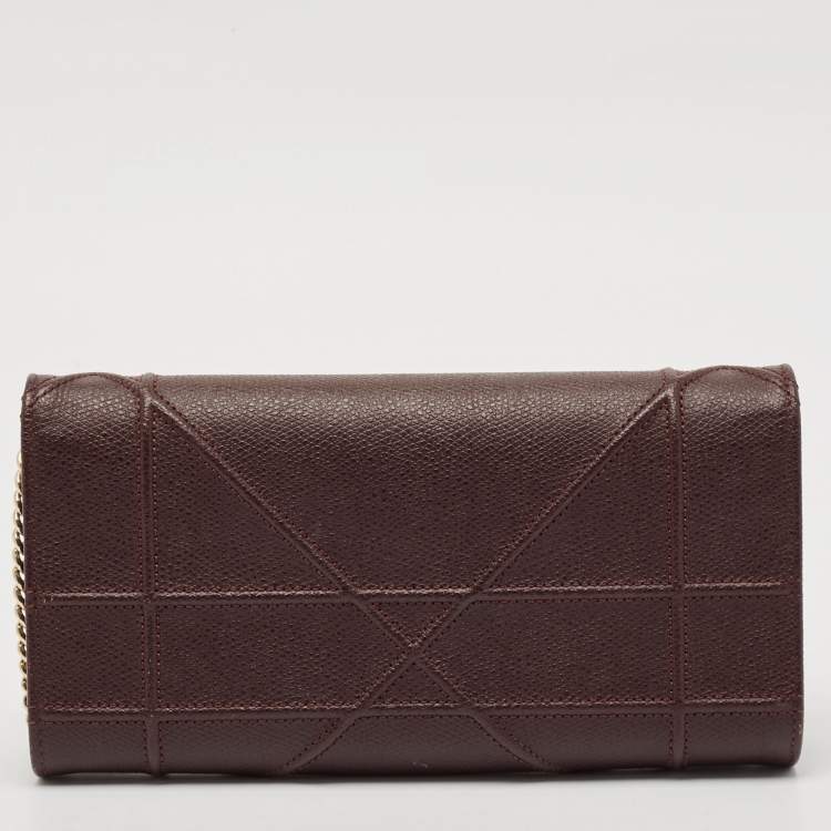 Pre Owned Dior Burgundy Leather Diorama Chain Clutch