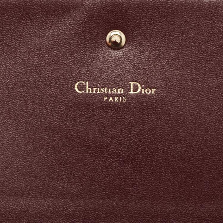 Pre Owned Dior Burgundy Leather Diorama Chain Clutch