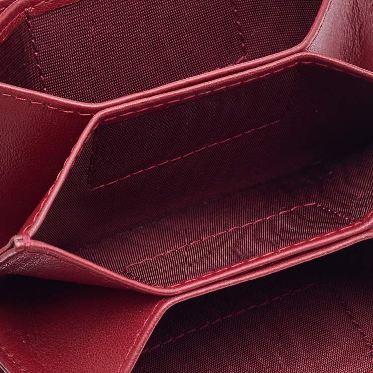 Pre Owned Dior Red Cannage Patent Leather Lady Dior 5 Gusset Card Holder