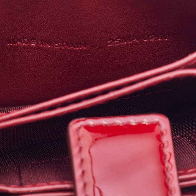 Pre Owned Dior Red Cannage Patent Leather Lady Dior 5 Gusset Card Holder
