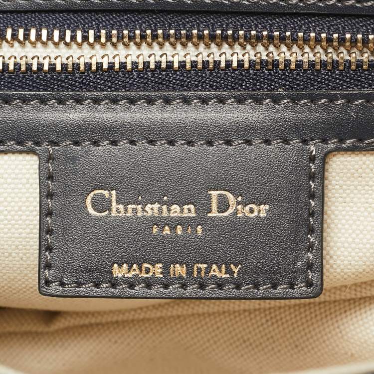 Pre Owned Dior Blue Oblique Canvas and Leather Saddle Bag