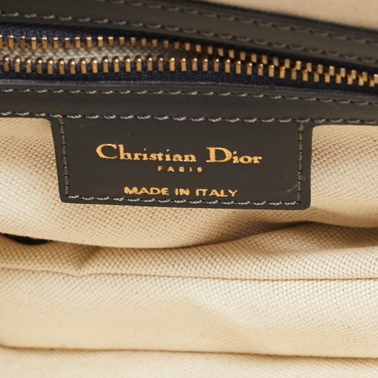Pre Owned Dior Blue Oblique Canvas and Leather Saddle Bag