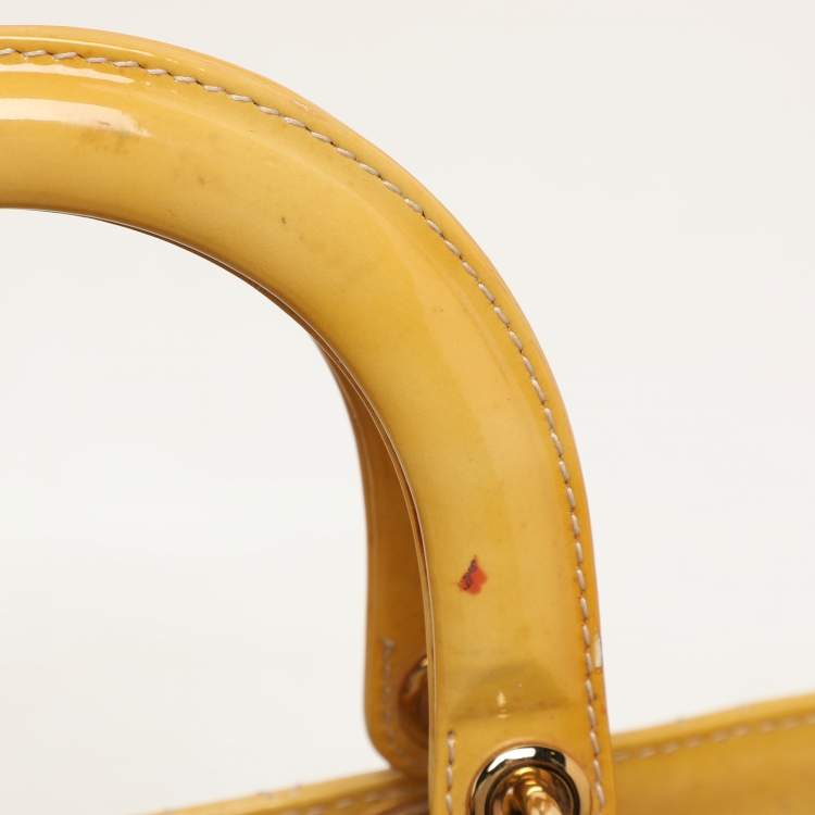Pre Owned Dior Beige Patent Leather Large Lady Dior Tote