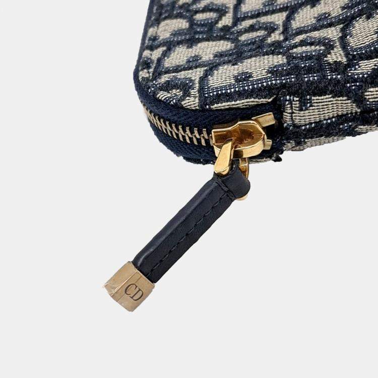 Pre Owned Dior Blue Fabric Oblique Travel Kit Pouch Bag