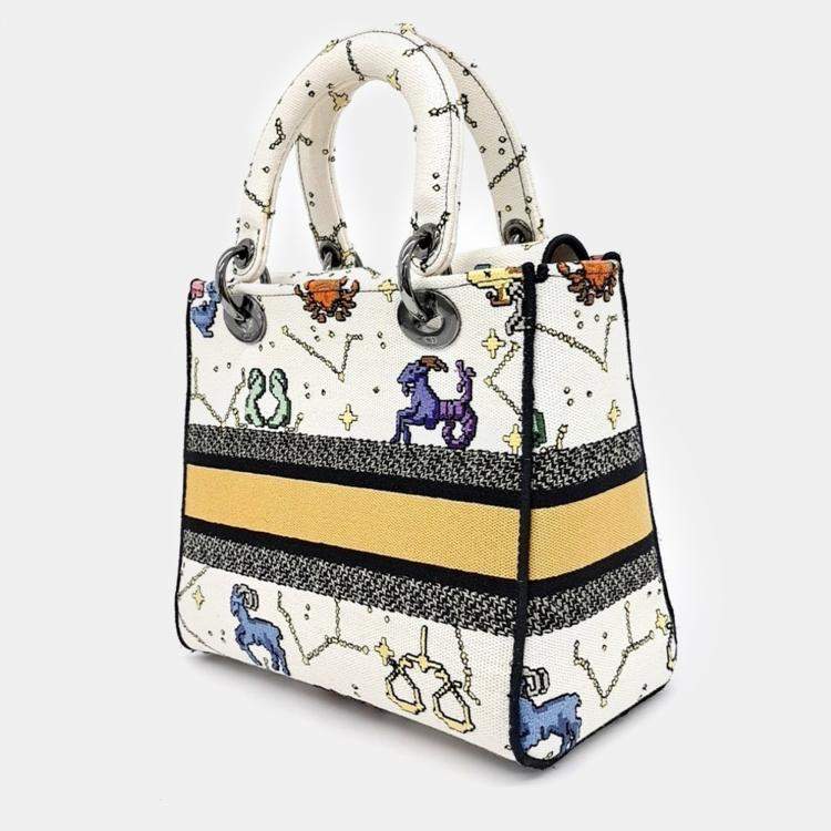 Pre Owned Dior Multicolor Fabric Medium Lady D-Lite ToteBag