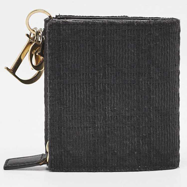 Pre Owned Dior Black Oblique Canvas Lady Dior Trifold Wallet