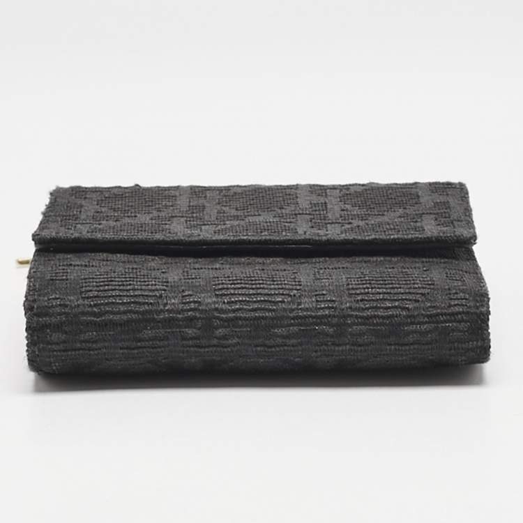 Pre Owned Dior Black Oblique Canvas Lady Dior Trifold Wallet