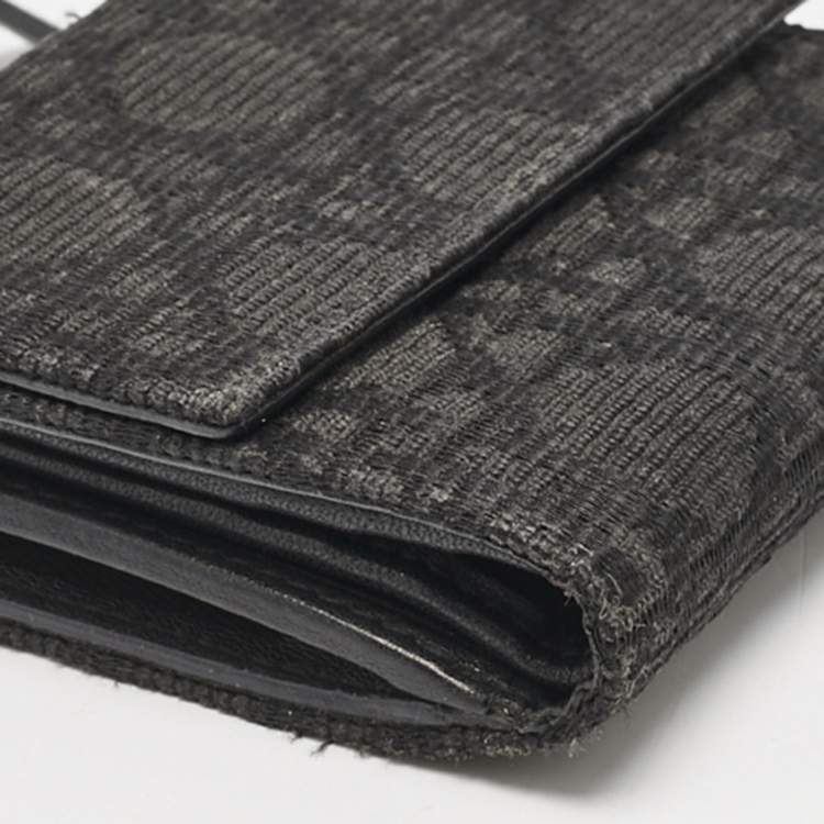 Pre Owned Dior Black Oblique Canvas Lady Dior Trifold Wallet