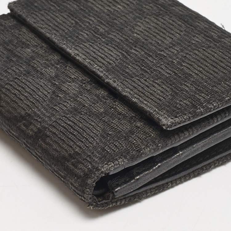 Pre Owned Dior Black Oblique Canvas Lady Dior Trifold Wallet