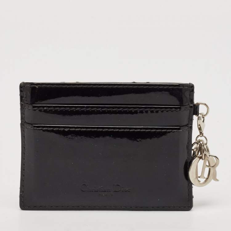 مملوكة مسبقًا Dior Black Cannage Patent Leather Lady Dior Card Holder