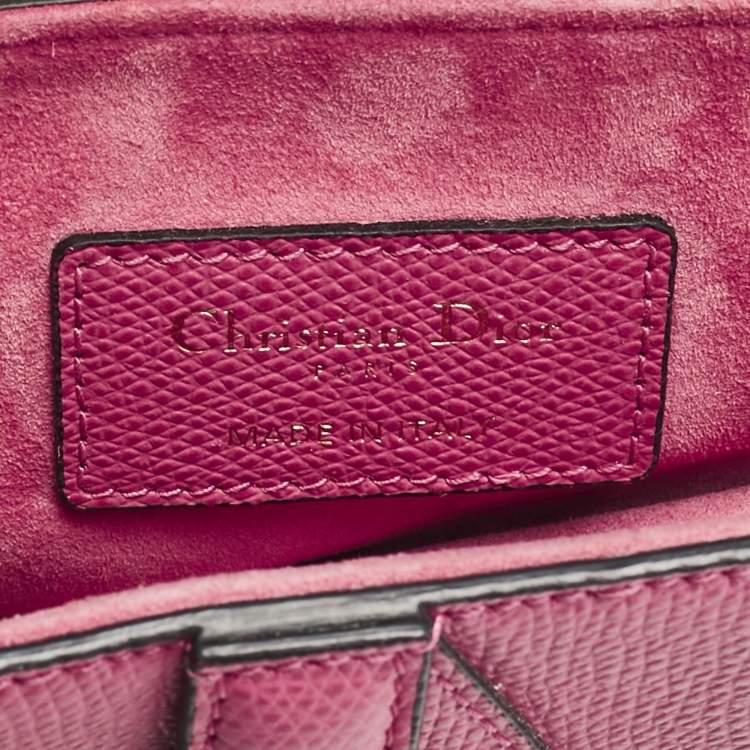 Pre Owned Dior Dark Pink Leather Mini Saddle Bag