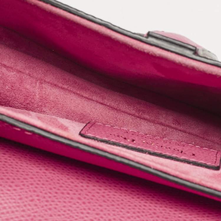 Pre Owned Dior Dark Pink Leather Mini Saddle Bag