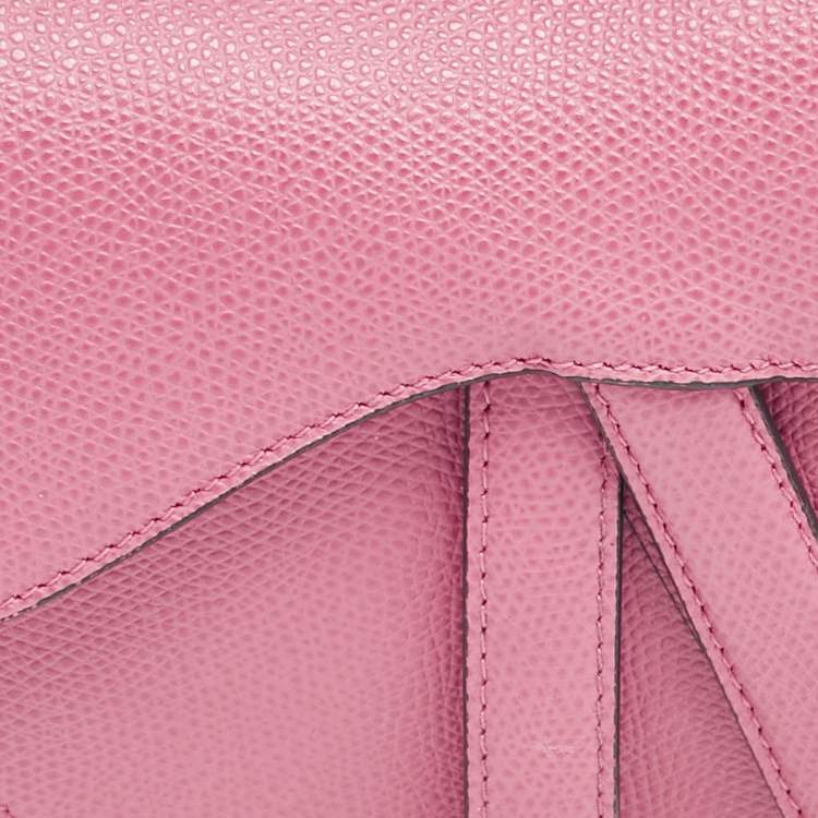 Pre Owned Dior Dark Pink Leather Mini Saddle Bag