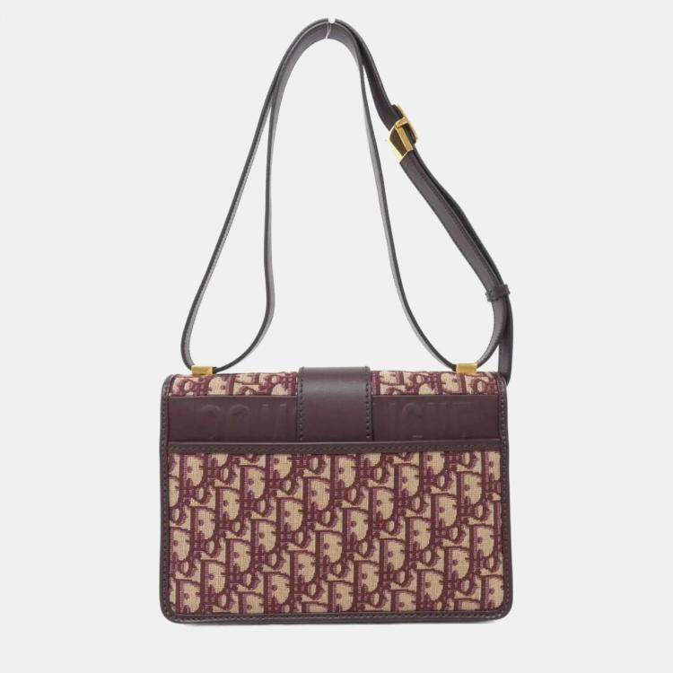 Pre Owned Dior Burgundy Oblique Canvas 30 Montaigne Shoulder Bag