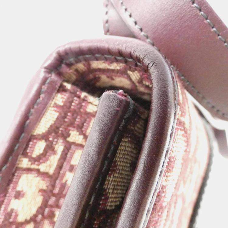 Pre Owned Dior Burgundy Oblique Canvas 30 Montaigne Shoulder Bag