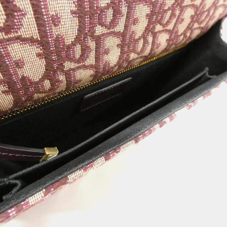 Pre Owned Dior Burgundy Oblique Canvas 30 Montaigne Shoulder Bag