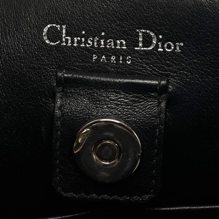Pre Owned Dior Navy Blue Floral Print Leather Medium Diorissimo Shopper Tote