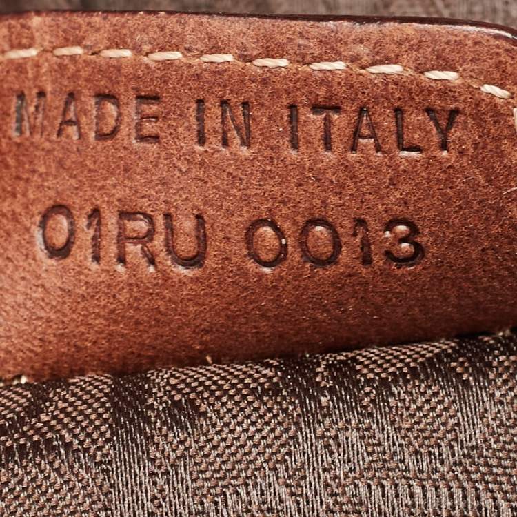 Pre Owned Dior Brown/Olive Green Canvas and Patent Leather Saddle Bag