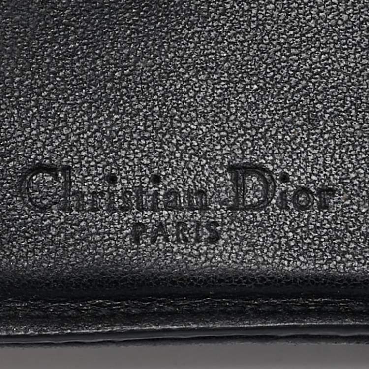 Pre Owned Dior Black Cannage Leather Lady Dior Flap Card Case