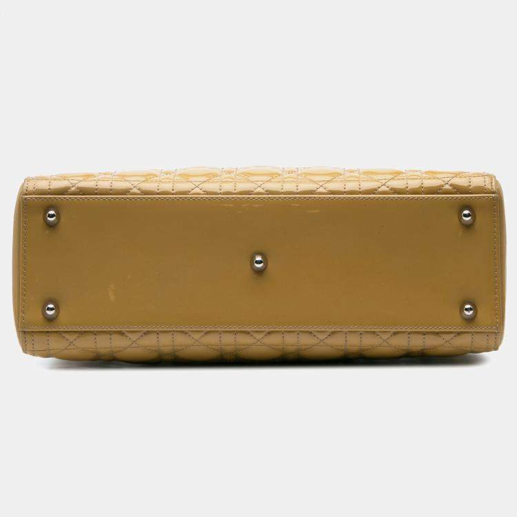 Pre Owned Dior Yellow Large Patent Cannage Lady Dior Bag