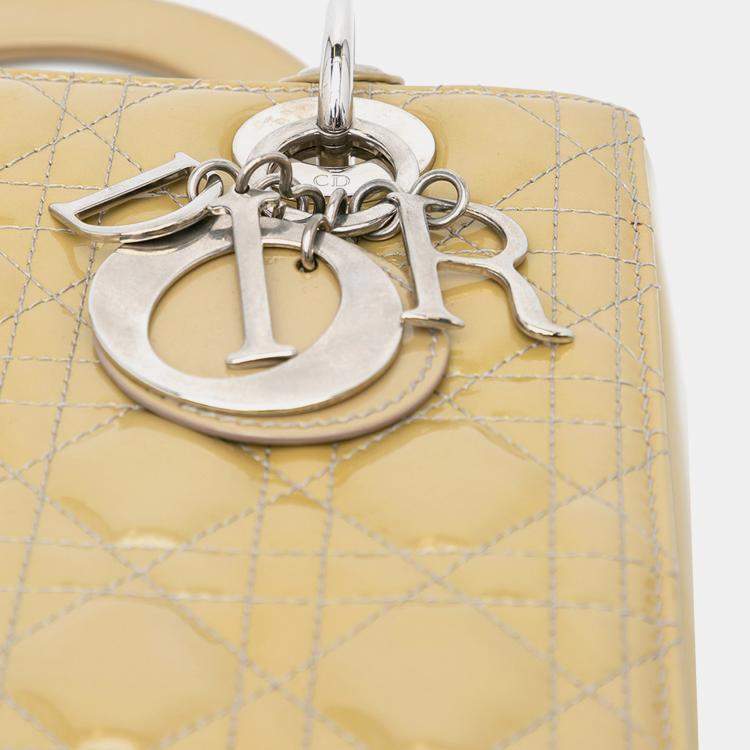 Pre Owned Dior Brown Medium Patent Cannage Lady Dior Bag
