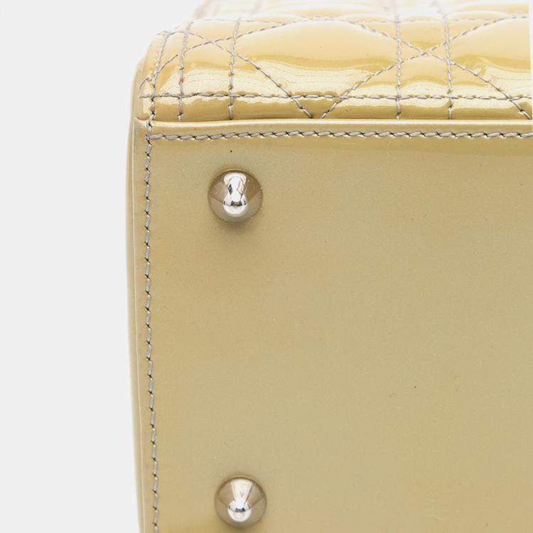 Pre Owned Dior Brown Medium Patent Cannage Lady Dior Bag