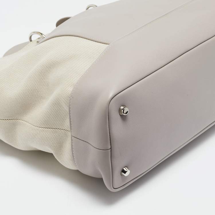 Pre Owned Dior Grey/Beige Canvas and Leather Nappy Diaper Bag