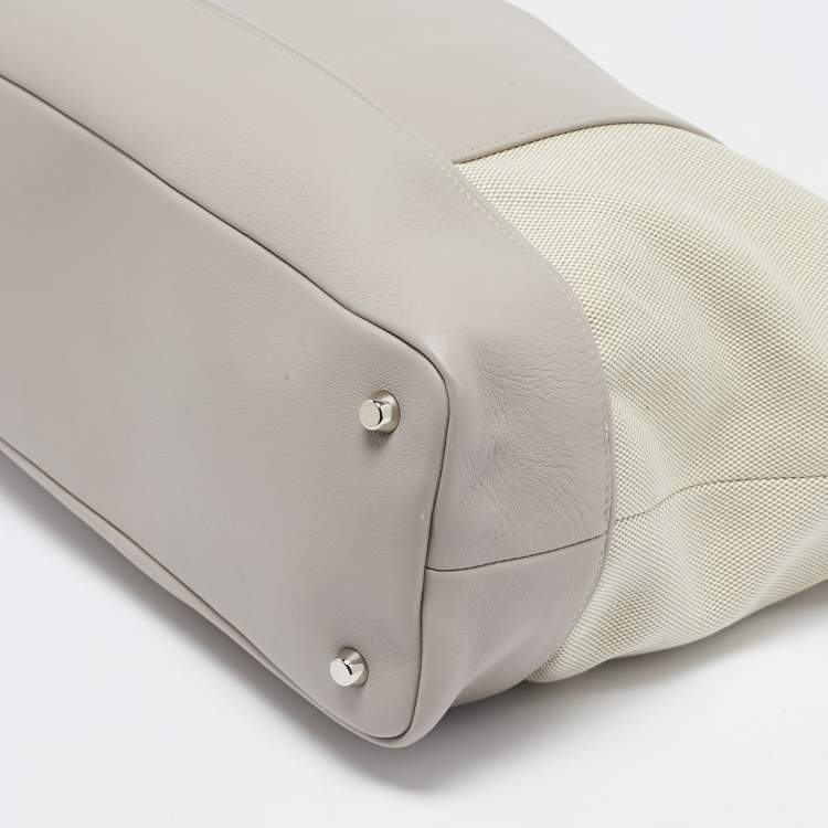 Pre Owned Dior Grey/Beige Canvas and Leather Nappy Diaper Bag