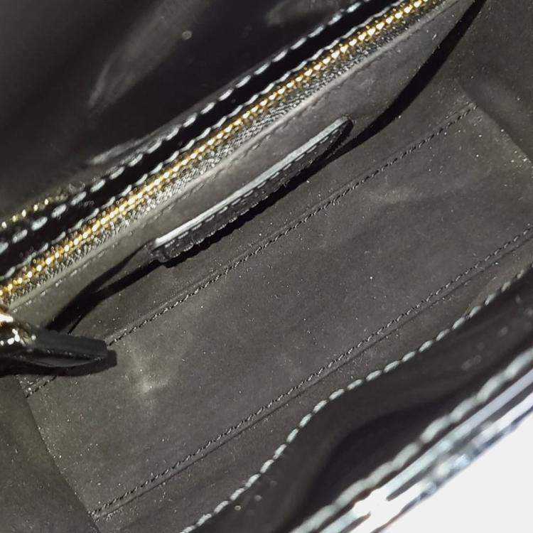 Pre Owned Dior Black Patent Leather Patent Cannage Lady Mini Bag