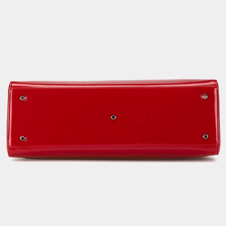 Pre Owned Dior Red Large Patent Lady Dior Bag