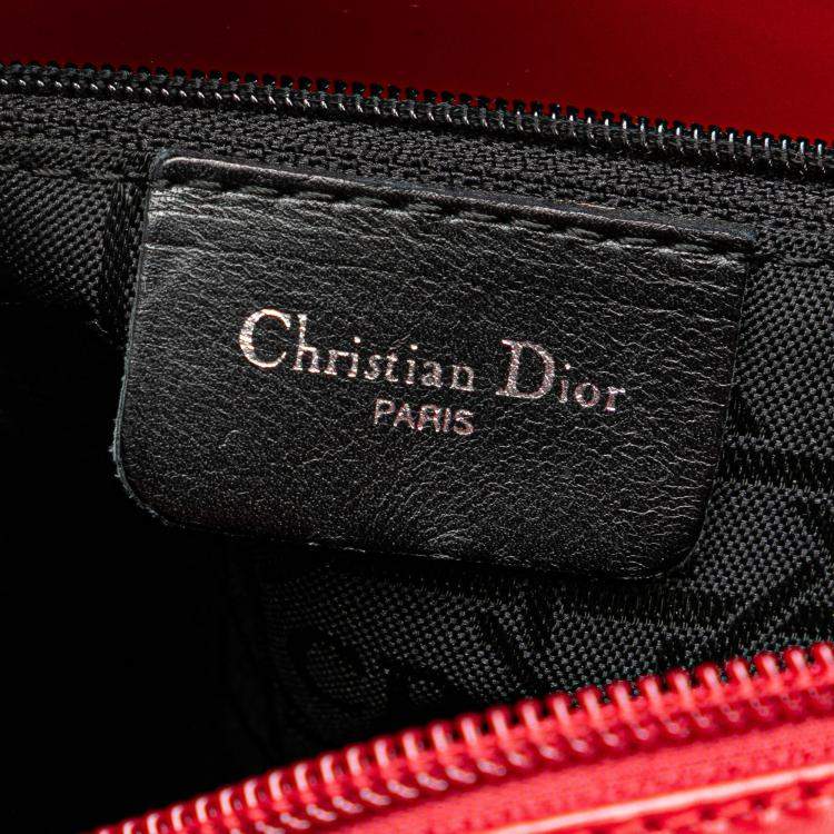Pre Owned Dior Red Large Patent Lady Dior Bag