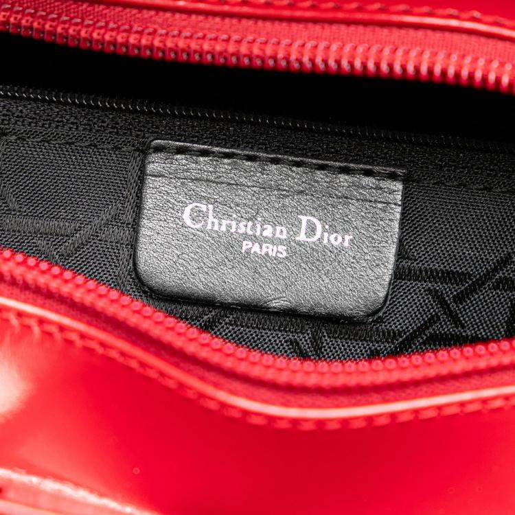 Pre Owned Dior Red Large Patent Lady Dior Bag