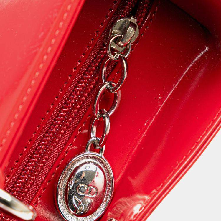 Pre Owned Dior Red Large Patent Lady Dior Bag