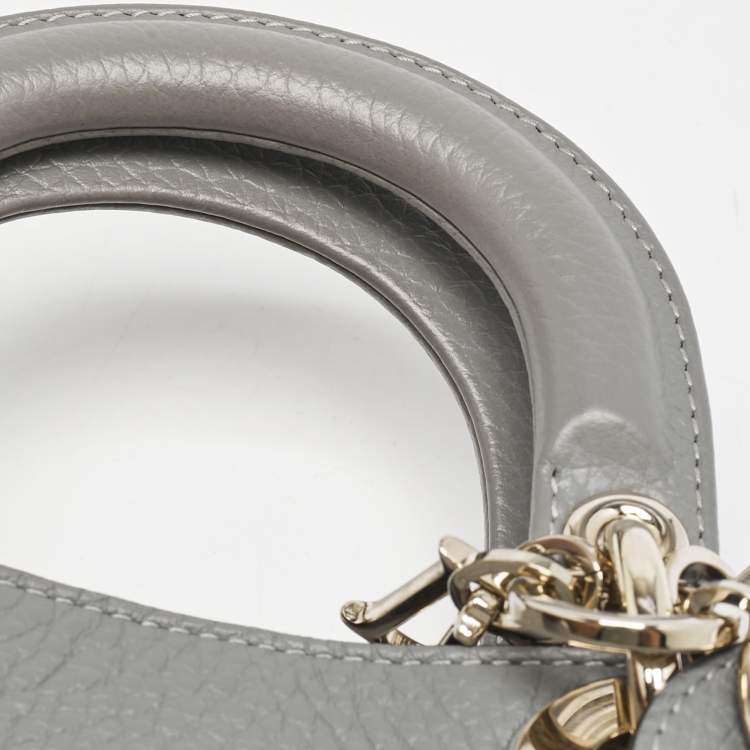 Pre Owned Dior Grey Leather Mini Diorissimo Tote