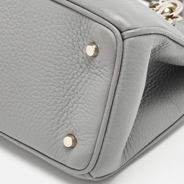 Pre Owned Dior Grey Leather Mini Diorissimo Tote