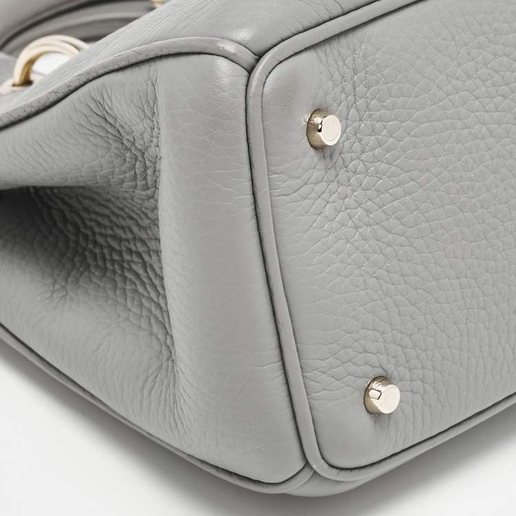Pre Owned Dior Grey Leather Mini Diorissimo Tote