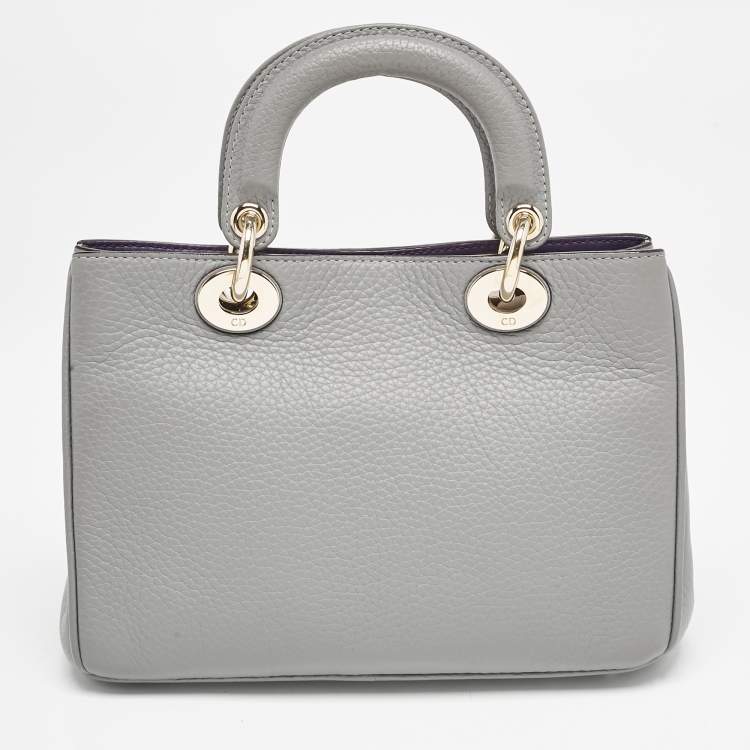 Pre Owned Dior Grey Leather Mini Diorissimo Tote