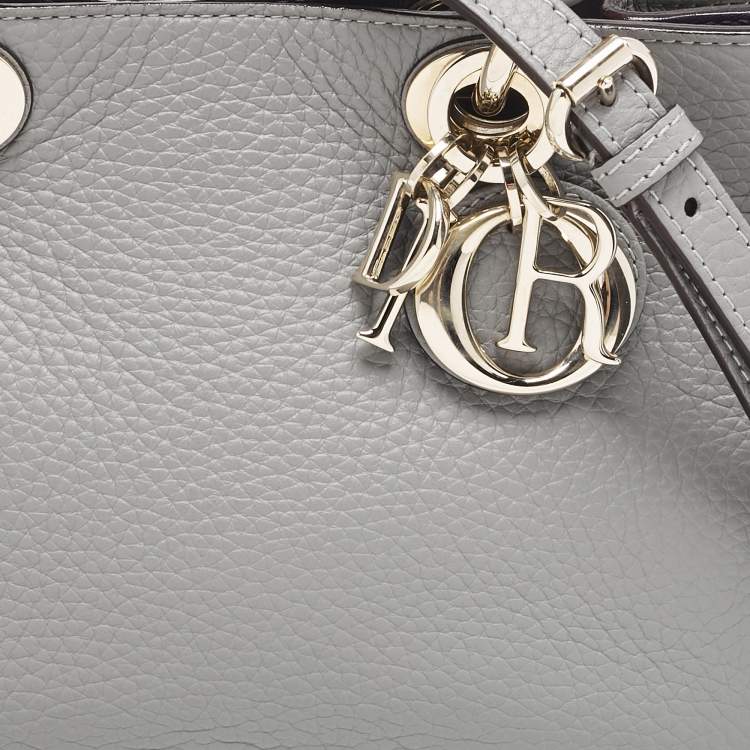 Pre Owned Dior Grey Leather Mini Diorissimo Tote