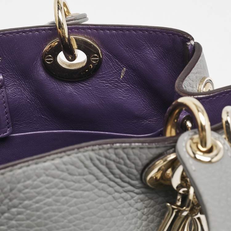 Pre Owned Dior Grey Leather Mini Diorissimo Tote