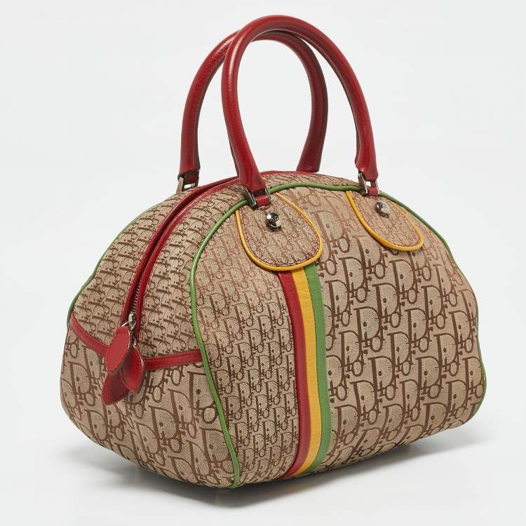 Pre Owned Dior Multicolor Oblique Canvas and Leather Trotter Rasta Bowler Bag