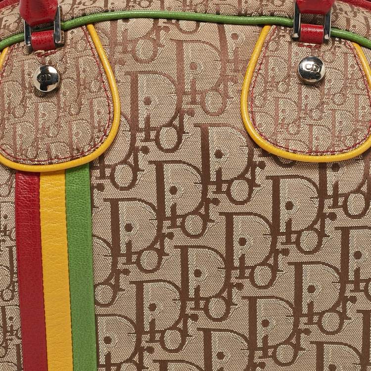 Pre Owned Dior Multicolor Oblique Canvas and Leather Trotter Rasta Bowler Bag