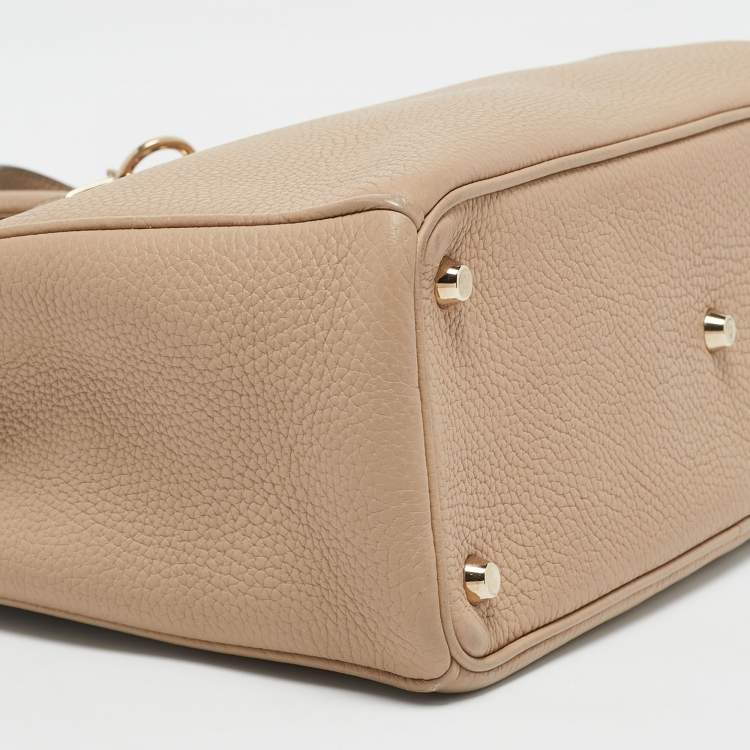 Pre Owned Dior Beige Leather Medium Diorissimo Shopper Tote