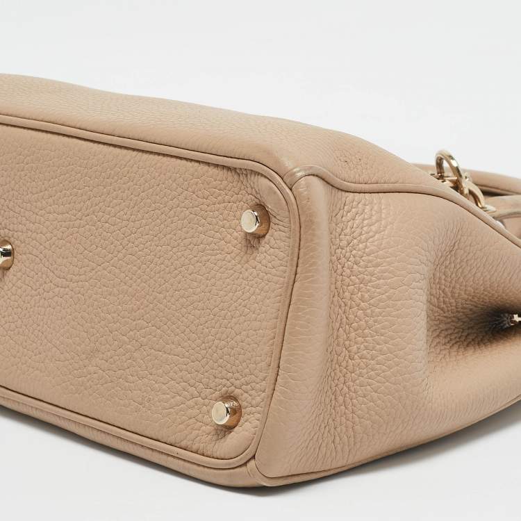 Pre Owned Dior Beige Leather Medium Diorissimo Shopper Tote