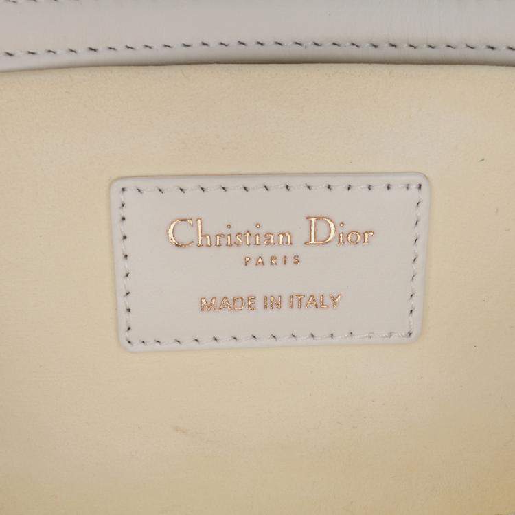 Pre Owned Dior White Medium Technical Fabric Macrocannage Lady D Joy Bag