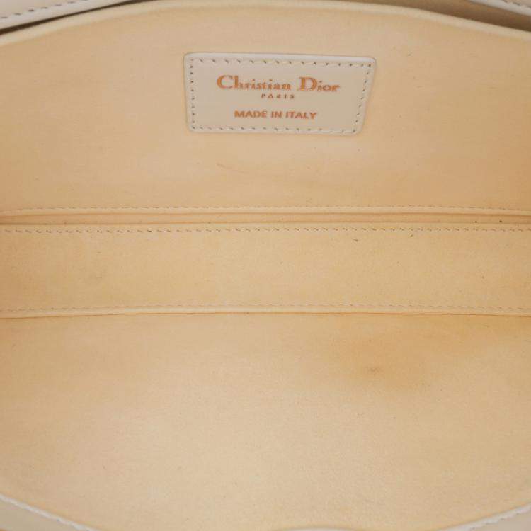 Pre Owned Dior White Medium Technical Fabric Macrocannage Lady D Joy Bag