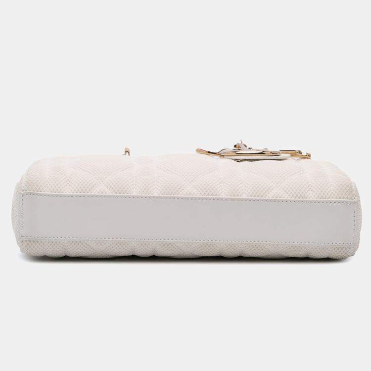 Pre Owned Dior White Medium Technical Fabric Macrocannage Lady D Joy Bag
