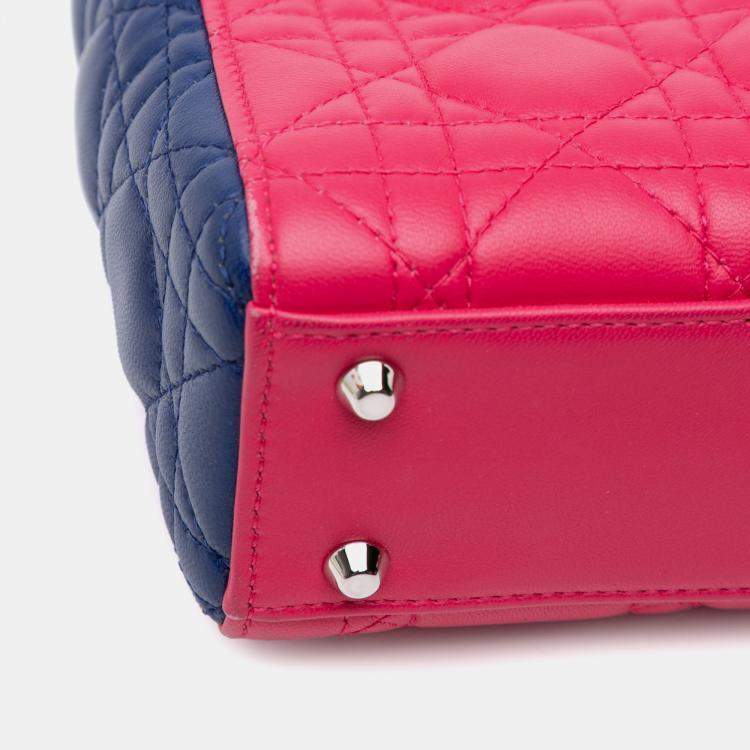 Pre Owned Dior Tricolor Lambskin Cannage Mini Lady Dior Tote Bag